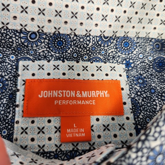 Johnston & Murphy Shirt Men Large Performance Paisley Geometric Flip Cuff Button - Picture 4 of 9